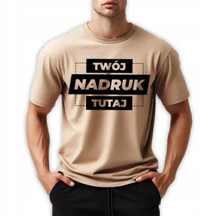 PIŻAMA MĘSKA Persol Twoje Zdjęcie PIASKOWY TSHIRT + CZARNE SPODENKI Roz - M - Piżamy damskie - miniaturka - grafika 1