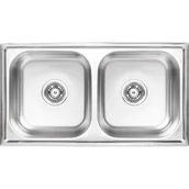 Zlewozmywaki - Kuchinox Zlewozmywak  Standard wpuszczany 2-komorowy  43,5 x 78 cm stalowy - miniaturka - grafika 1