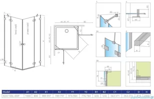 Radaway Essenza Pro Brushed GunMetal Kdd kabina 100x80 cm szczotkowany grafit 10096100-92-01L/10096080-92-01R - Kabiny prysznicowe - miniaturka - grafika 2
