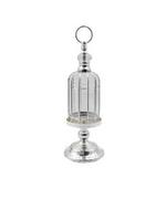 Lampy pozostałe - ŚWIECZNIK metalowo-szklany ze srebrnym wykończeniem art deco - miniaturka - grafika 1
