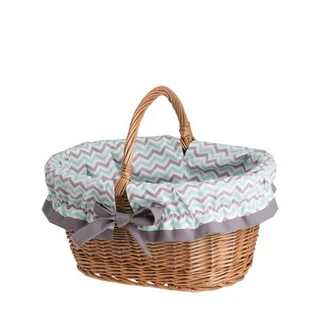 KOSZ NA ZAKUPY Z WIKLINY EKO TORBA WIKLINOWY KOSZ NA GRZYBY OBSZYTY 47X34 H 25/35 CM - Torby i wózki na zakupy - miniaturka - grafika 1