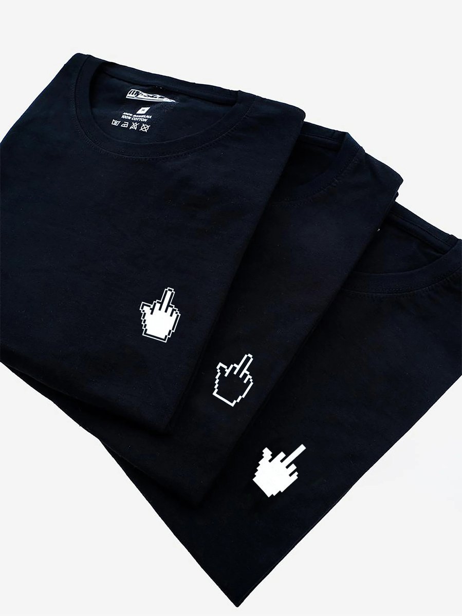 T-SHIRT MĘSKI Zestaw 3 SZT KOSZULEK Męskich MyStars Fuck Cursor CZARNA XXL