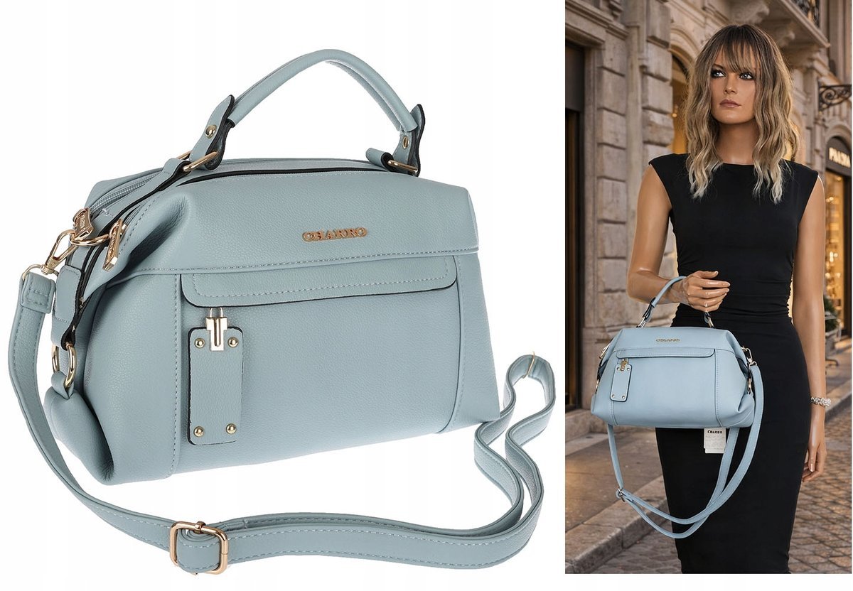 Torebka damska CHARRO pojemna Listonoszka kuferek do ręki CH173 Niebieska