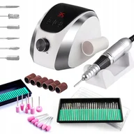 Frezarki do paznokci - Frezarka do manicure i pedicure M13 68W srebrna + 12x frez kamienny + 30x frez diamentowy - miniaturka - grafika 1