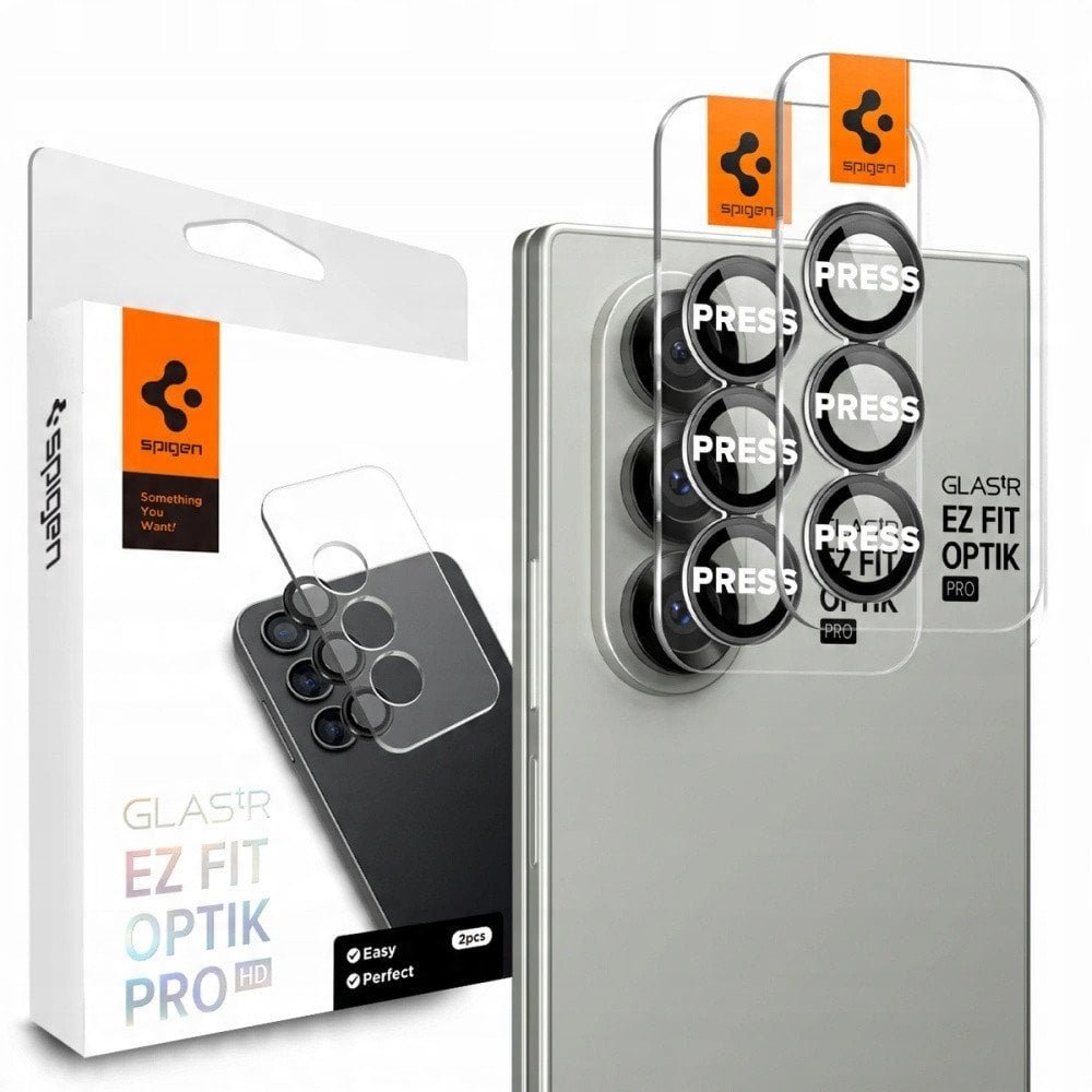 Spigen Optik Pro HD GLAS.TR EZ Fit Camera Protector 2-Pack - Szkło ochronne na obiektyw do Samsung Galaxy Z Fold 7 2 sztCzarny