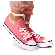 Trampki damskie - Damskie Klasyczne Trampki Koralowe Omerta czerwone - Inna marka - miniaturka - grafika 1