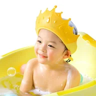 Kosmetyki kąpielowe dla dzieci - Baby Shower Caps Kids Hair Washing Shield Regulowana korona Szampon do mycia włosów Shield Baby Bath Visor Żółty - miniaturka - grafika 1