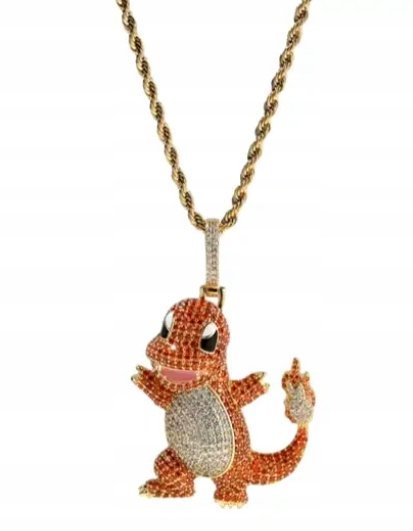 Naszyjnik wisiorek chain Charmander Pokemon iced prezent streetwear
