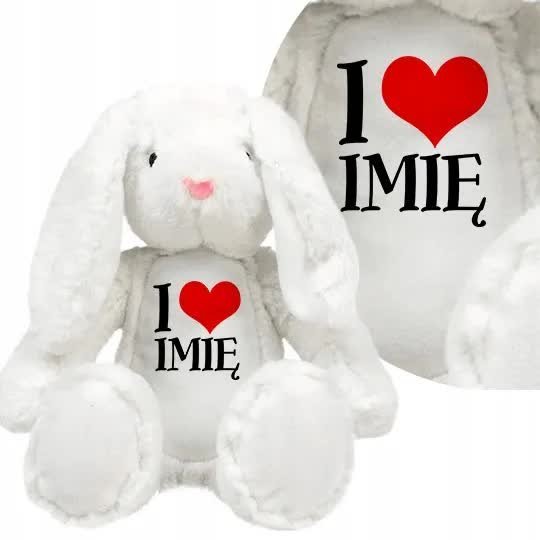 Przytulanka Królik Na Walentynki I Love IMIĘ Wzory