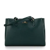 Torebki damskie - Shopperka ze skóry naturalnej dwukomorowa zielona - miniaturka - grafika 1