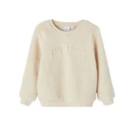 Bluzy dla dziewczynek - Bluza dziecięca Name It Nmfodessa Teddy pluszowa beżowa-92 - miniaturka - grafika 1