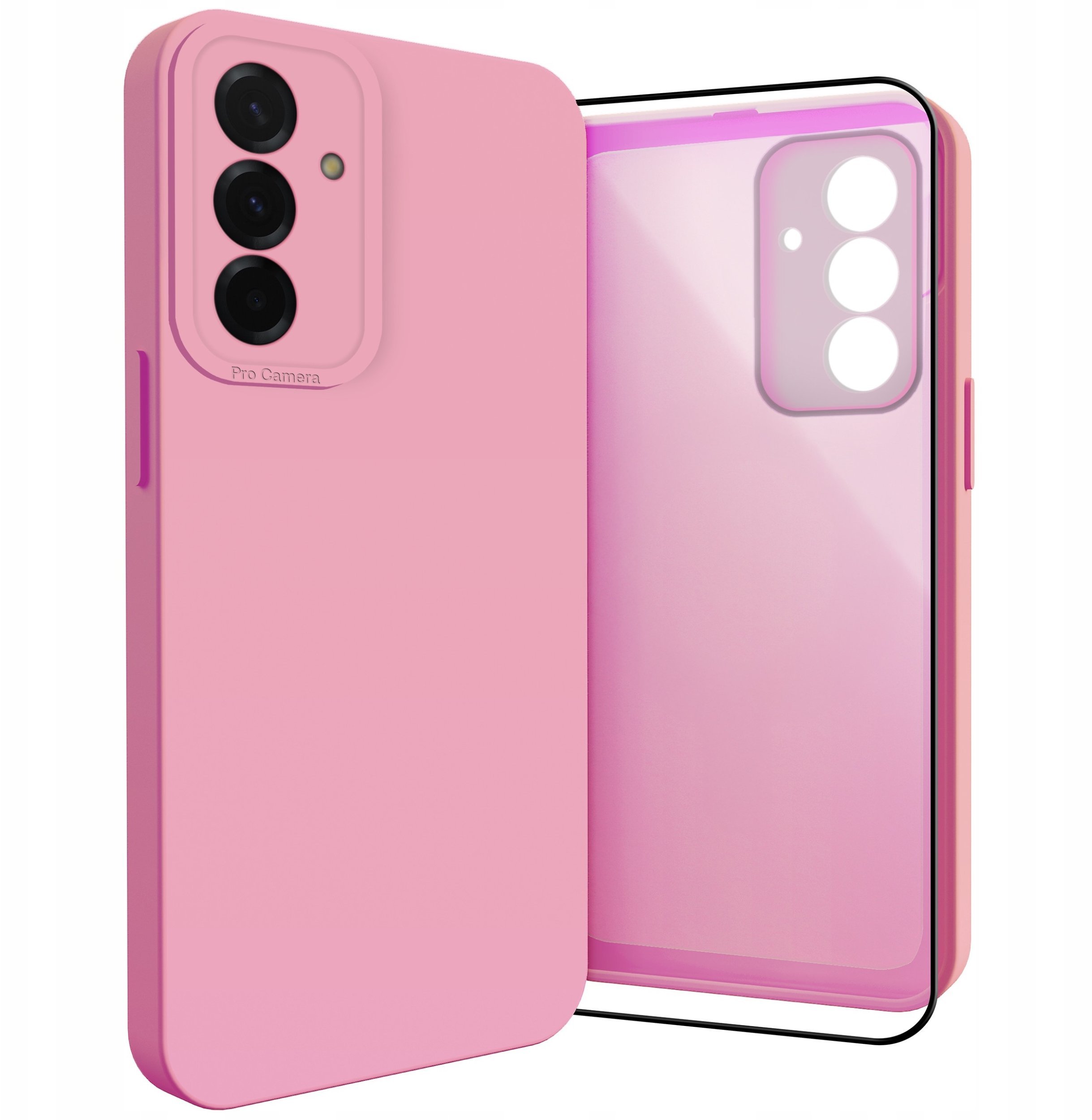 Etui do Samsung Galaxy A36 5G Osłona Kamery, Różowe, Ochronne Szkło 9H