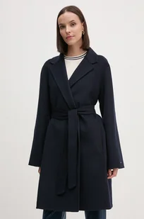 Tommy Hilfiger płaszcz wełniany kolor granatowy przejściowy oversize WW0WW43603 - Płaszcze damskie - miniaturka - grafika 1