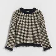 Swetry dla dziewczynek - Reserved - Sweter oversize w pepitkę - Wielobarwny - miniaturka - grafika 1