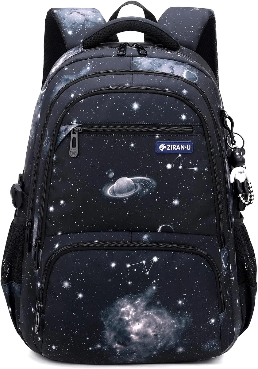 Plecak szkolny dla dzieci nylonowy wodoodporny ergonomiczny czarny 48 cm