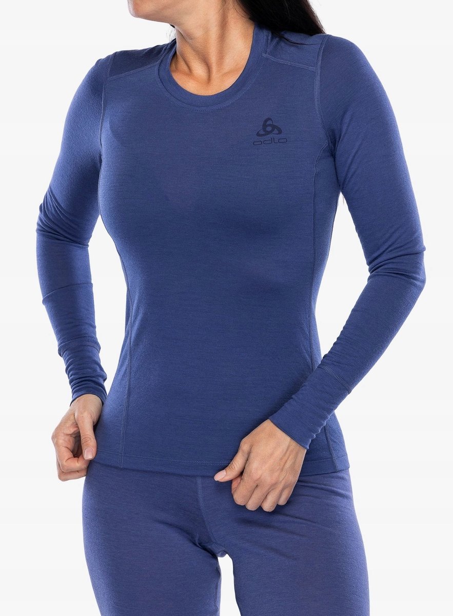 Damska bluza termoaktywna Odlo Merino 200 BL Top Crew Neck LS, skipper blue, rozmiar XS