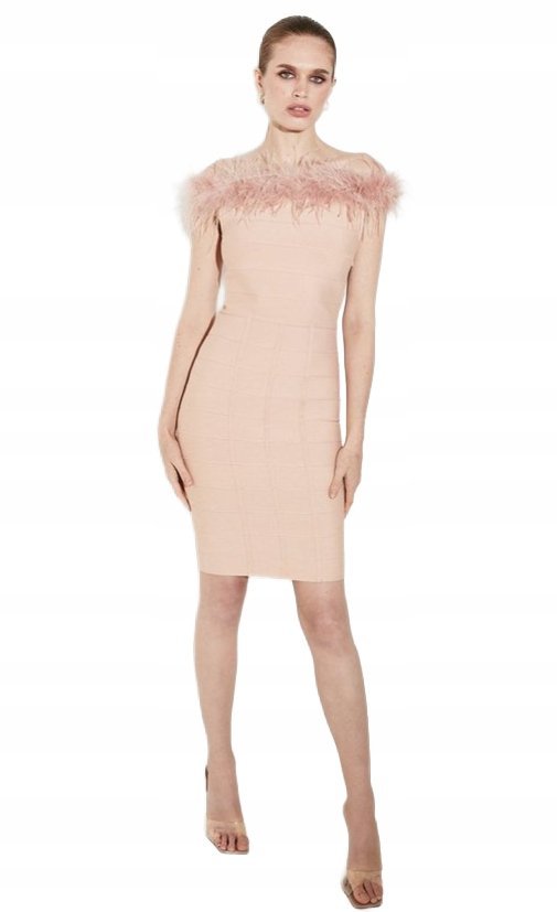 KAREN MILLEN RÓŻOWA SUKIENKA BANDAŻOWA XS YŁU