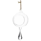 Figurki dekoracyjne - Ozdoba wisząca bombka szklana z kryształem 16 x 7,5 x 7 cm - miniaturka - grafika 1