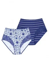Wysokie wzorzyste figi damskie (2 pack) LPF 310 - Majtki damskie - miniaturka - grafika 1