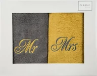 Ręczniki - Eurofirany B.B. CHOCZYŃSCY SPÓŁKA JAWNA Komplet Ręczników Mr Mrs 2 2 szt. 70 x 140 Stalowy 1223697 - miniaturka - grafika 1