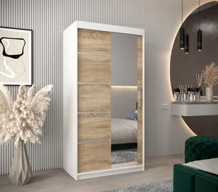 MINIO szafa 100 cm VERONA 2 biały / sonoma - Szafy - miniaturka - grafika 1