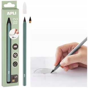Ołówek wieczny APLI Infinite, HB, pudełko kart. z zawieszką, zielony - Ołówki - miniaturka - grafika 1