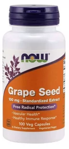 Now Foods Grape Seed - Ekstrakt z Pestek Winogron 100 mg (100 kaps.) - Suplementy naturalne - miniaturka - grafika 1