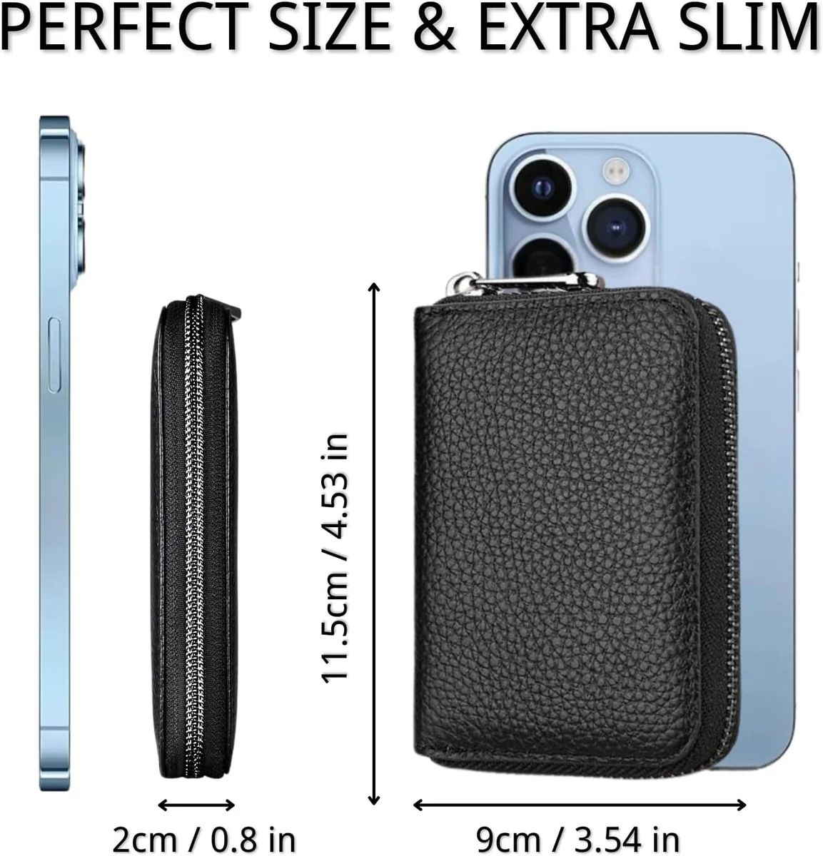 PORTFEL ETUI 20 KART CZARNY SMUKŁY SKÓRA PU UNISEX EKO ELEGANCKI