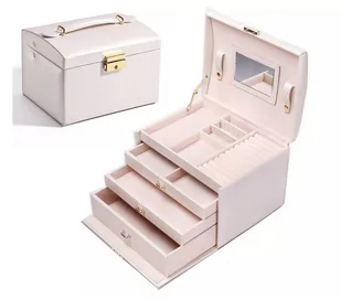 Kuferek Szkatułka Pudełko Organizer Na Biżuterię Różowy - Pudełka i szkatułki - miniaturka - grafika 1