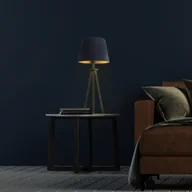 Lampy stojące - Loftowa lampa stołowa na trójnogu BERGEN GOLD z abażurem ze złotym wnętrzem - miniaturka - grafika 1