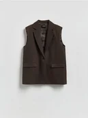 Kamizelki damskie - Reserved - Kamizelka z dodatkiem wełny - ciemnobrązowy - miniaturka - grafika 1