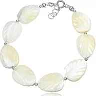 Bransoletki - Masa Perłowa Piękna Bransoletka Listki Srebro - miniaturka - grafika 1