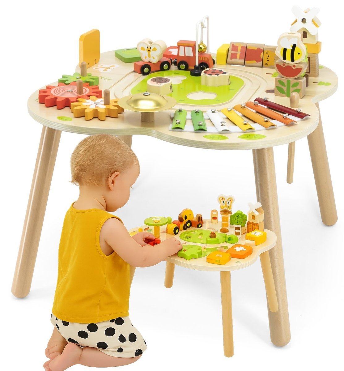 Drewniany Stolik Edukacyjny stół Zabawka Rozwojowa dla 1 2 3 latka latki Viga zabawki montessori