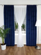Zasłony - Zasłona welurowa - granat paryski, zasłona na taśmie do salonu - miniaturka - grafika 1