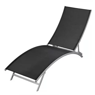 vidaXL Leżak stal i tkanina textilene czarny 42866 - Fotele i krzesła ogrodowe - miniaturka - grafika 1