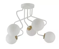 Lampy sufitowe - Sigma biało-złota lampa sufitowa szklane kule ZIGZAG 5 33306 biała lampa na sufit krótki żyrandol do sypialni 33306 - miniaturka - grafika 1