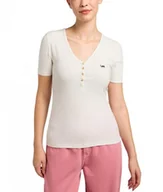 Koszulki i topy damskie - KOSZULKA T-SHIRT DAMSKI LEE 112333722 L44KIPNQSS HENLEY ECRU S - miniaturka - grafika 1