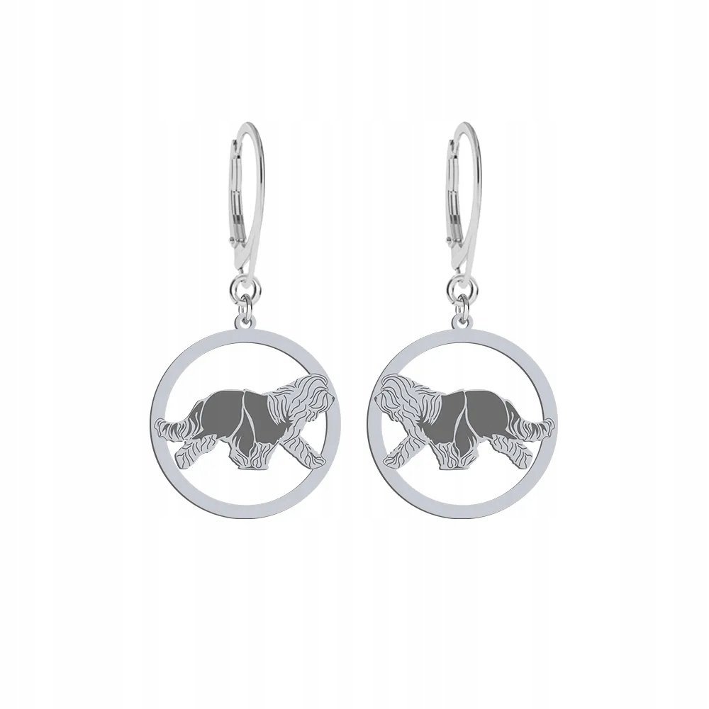 Kolczyki Srebrne z psem Owczarek Staroangielski Bobtail SREBRO 925 GRAWER