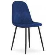 Krzesła - Granatowe welurowe krzesło kuchenne - Paleo 3X - miniaturka - grafika 1