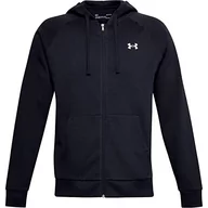 Bluzy męskie - Under Armour Męska bluza z kapturem Ua Rival Cotton Fz, Czarny/onyks biały, L - miniaturka - grafika 1