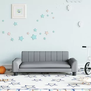 vidaXL Sofa dla dzieci, jasnoszara, 90x53x30 cm, obita tkaniną - Meble do sypialni - miniaturka - grafika 1