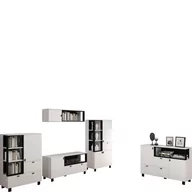 Inne meble do salonu - Zestaw Mebli do Salonu 1 Vegas MebloCross Dąb Endgrain / Biały Mat - miniaturka - grafika 1