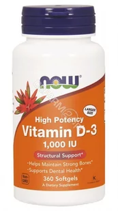 Now Foods NOW High Potency Vitamin D-3 1,000 IU 360caps - Witaminy i minerały - miniaturka - grafika 1