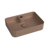 Umywalki - Massi Umywalka ceramiczna nablatowa brązowa z otworem na baterie 50 x 35 cm LERA Cappuccino - miniaturka - grafika 1