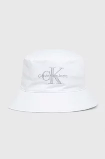 Czapki damskie - Calvin Klein Jeans kapelusz bawełniany kolor biały bawełniany - grafika 1