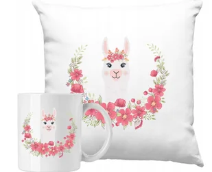 ZESTAW PODUSZKA + KUBEK Alpaka Kolorowa Pomysł Na Prezent +IMIĘ #2 - Gadżety dla niej i dla niego - miniaturka - grafika 1