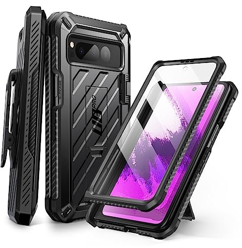 SUPCASE Etui do Google Pixel Fold ze stojakiem i klipsem na pasek (Unicorn Beetle Pro), [wbudowana osłona ekranu] [ochrona klasy wojskowej] wytrzymałe etui na telefon do Google Pixel Fold, czarne