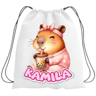 Torby szkolne - Plecak Worek Kapibara Szkolny Na Buty WF Obuwie Z Napisem Nadruk Prezent - miniaturka - grafika 1