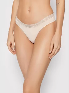 Majtki damskie - Calvin Klein Underwear Stringi 000QF6307E Beżowy - grafika 1