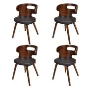 Krzesła - vidaXL Krzesła jadalniane, drewniana rama, brąz, nietypowe z wycięciem (x4) - miniaturka - grafika 1